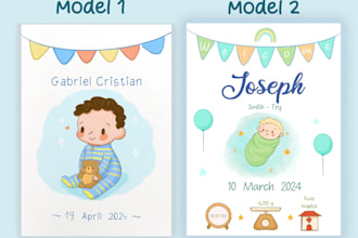 hand draw nursery baby art