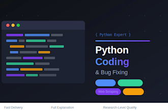 write python scripts, fix bugs, and solve coding problems