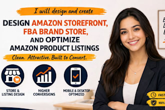 design amazon storefront, fba brand store, and optimize amazon product listings