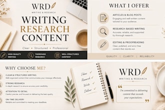 write and research high quality articles