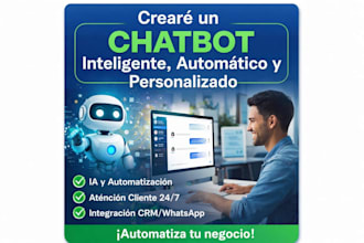 crearé un chatbot inteligente, automático y personalizado para tu negocio