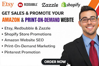 etsy redbubble zazzle shopify sales amazon website SEO promotion with pinterest
