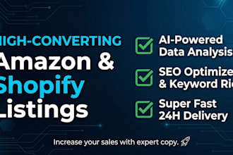 write listings for amazon, etsy and shopify