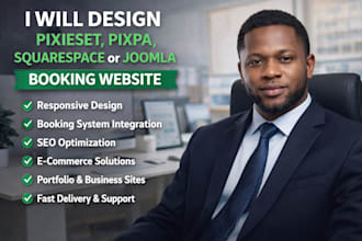 design pixieset pixpa squarespace joomla website with booking functionali