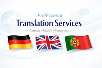 translate german, english and portuguese professionally