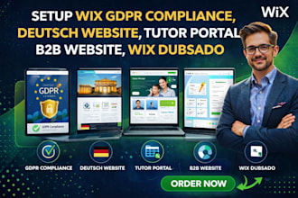 setup wix gdpr compliance, deutsch website,tutor portal b2b website, wix dubsado