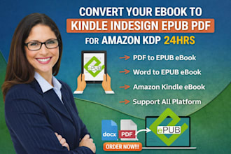 format and convert your ebook to kindle indesign epub PDF for amazon KDP 24hrs