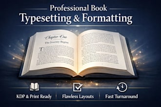 typeset, format, edit and book ready for printing