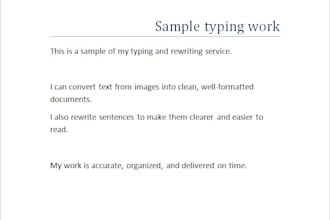 help with typing and writing work