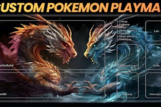 design a custom pokemon playmat tcg game mat print ready anime artwork