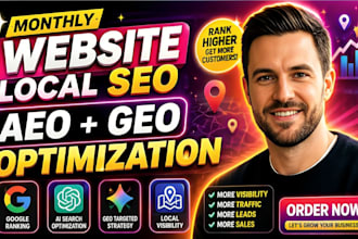 do complete monthly website local off page SEO GEO aeo and backlinks for search