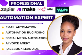 fix setup make com automation, zapier webhook, n8n, make com integration,vapi ai