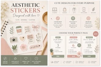 design aesthetic stickers, labels and digital assets