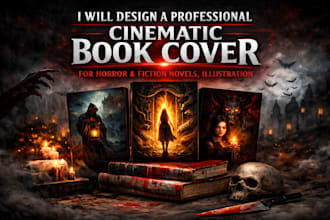 design a professional cinematic book cover for horror and fiction novels