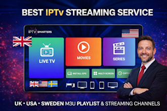 offer best UK, USA, sweden,  m3u playlist, streaming service, m3u channels list