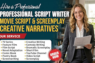 turn your book or novel into a professional screenplay or movie script