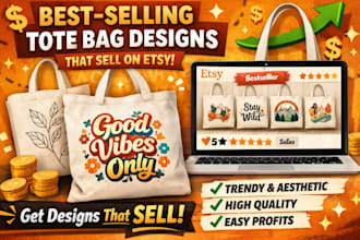 create best selling tote bag designs for etsy shops