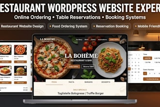 design wordpress restaurant website online ordering reservation booking website