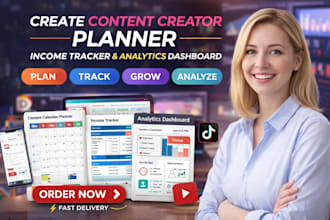 create content creator planner income tracker youtube tiktok analytics dashboard