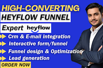 create heyflow funnel, interactive quiz funnel high converting lead landing page
