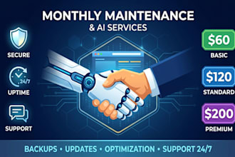 maintain website or ai automation, monthly support, backup, openclaw, n8n