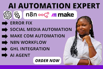 build n8n automation, make com workflow and gohighlevel ai agent integration