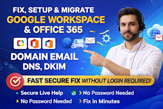 fix, setup gsuite,google workspace,office 365,domain email,dns setup,domain,dkim