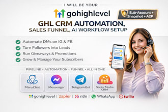 be your gohighlevel expert, ghl CRM automation, sales funnel, ai workflow setup