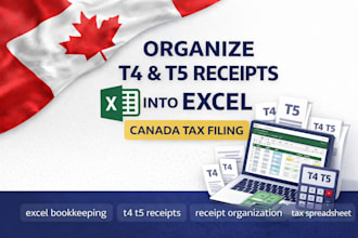 organize your tax documents t4 t5 receipts into excel for canada tax filing