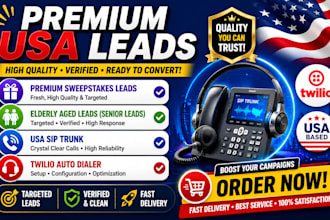 permium sweepstak leads, elderly aged leads, usa sip trunk, twilio auto dialer
