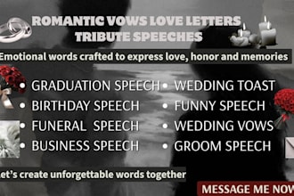 ghostwrite romantic vows love letters anniversary and tribute speech