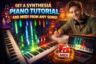 create synthesia piano tutorial and midi from any song