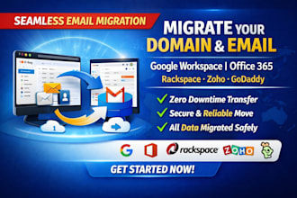 migrate your domain, email to google workspace,office365,rackspace,zoho,godaddy