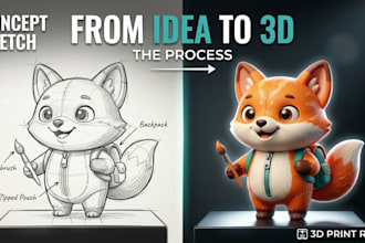 sculpt custom 3d toys figure models for 3d printing  2d to 3d blender stl file