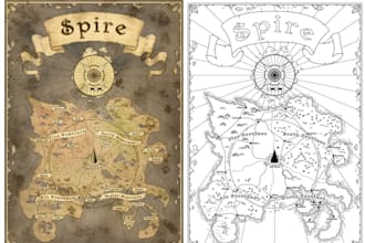 create detailed hand drawn fantasy map ttrpg world scific battle fiction map