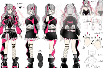 create anime vtuber character reference sheet art design vtuber oc ref sheet