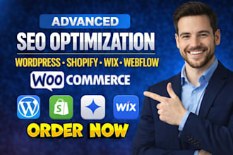 do onpage and technical SEO for wordpress, woocommerce, wix, webflow and shopify
