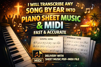 transcribe any song by ear into piano sheet music and midi fast