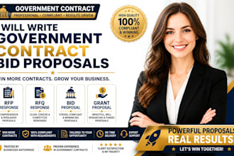 write government contract bid proposal, rfp, rfq response, grant proposal