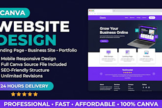 design a canva website, canva landing page and canva business website