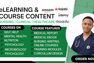 create medical course, training modules, quiz,  online courses, elearning