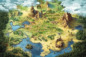 illustrate a marvelous fantasy vector map design world art