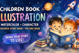 design custom children book illustration and storybook characters