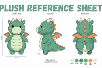 design custom plush reference sheet stuffed animal toy tech pack ych concept
