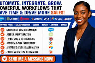 integrate salesforce CRM jobber API twilio jotform wix airtable zapier workflow