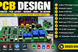 design pcb circuit, pcb design, pcb schematic, fabrication gerber and boms