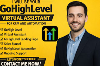 be your gohighlevel virtual assistant for sales funnel CRM or automation ghl a2p