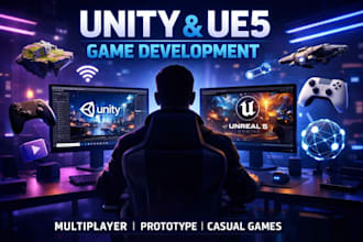 do unity 3d game development multiplayer casual game unreal engine ue5 prototype