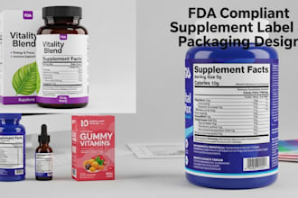 design fda compliant supplement label with facts panel and packaging