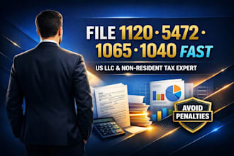 cpa prepare and file irs forms 1120, 5472, 1040, and 1065 for US llc corporation